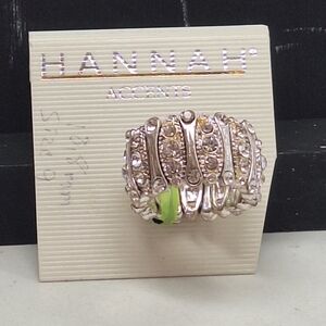 Hannah Accents Silvertone Rhinestone Ring Size 9